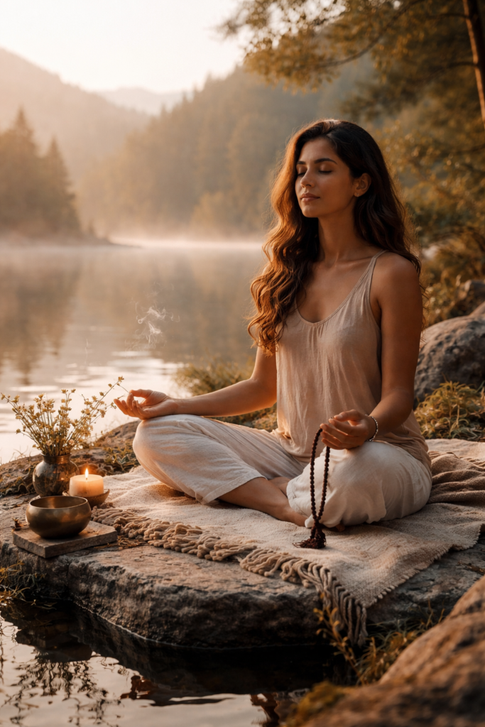 chanting yoga mantras during meditation practice