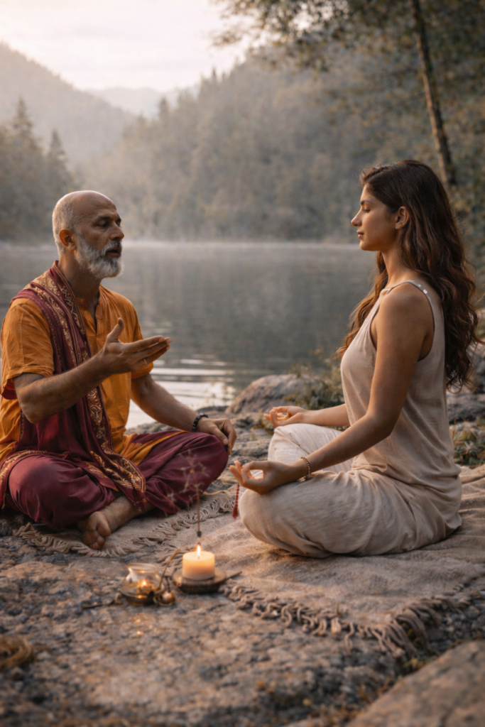 ಪ್ರತಿ ದಿನ ಯೋಗ ಮಂತ್ರ ಜಪ ಮಾಡುವ ವಿಧಾನ – ಧ್ಯಾನದಲ್ಲಿ ಮಂತ್ರ ಜಪ ಮಾಡುತ್ತಿರುವ ವ್ಯಕ್ತಿ
